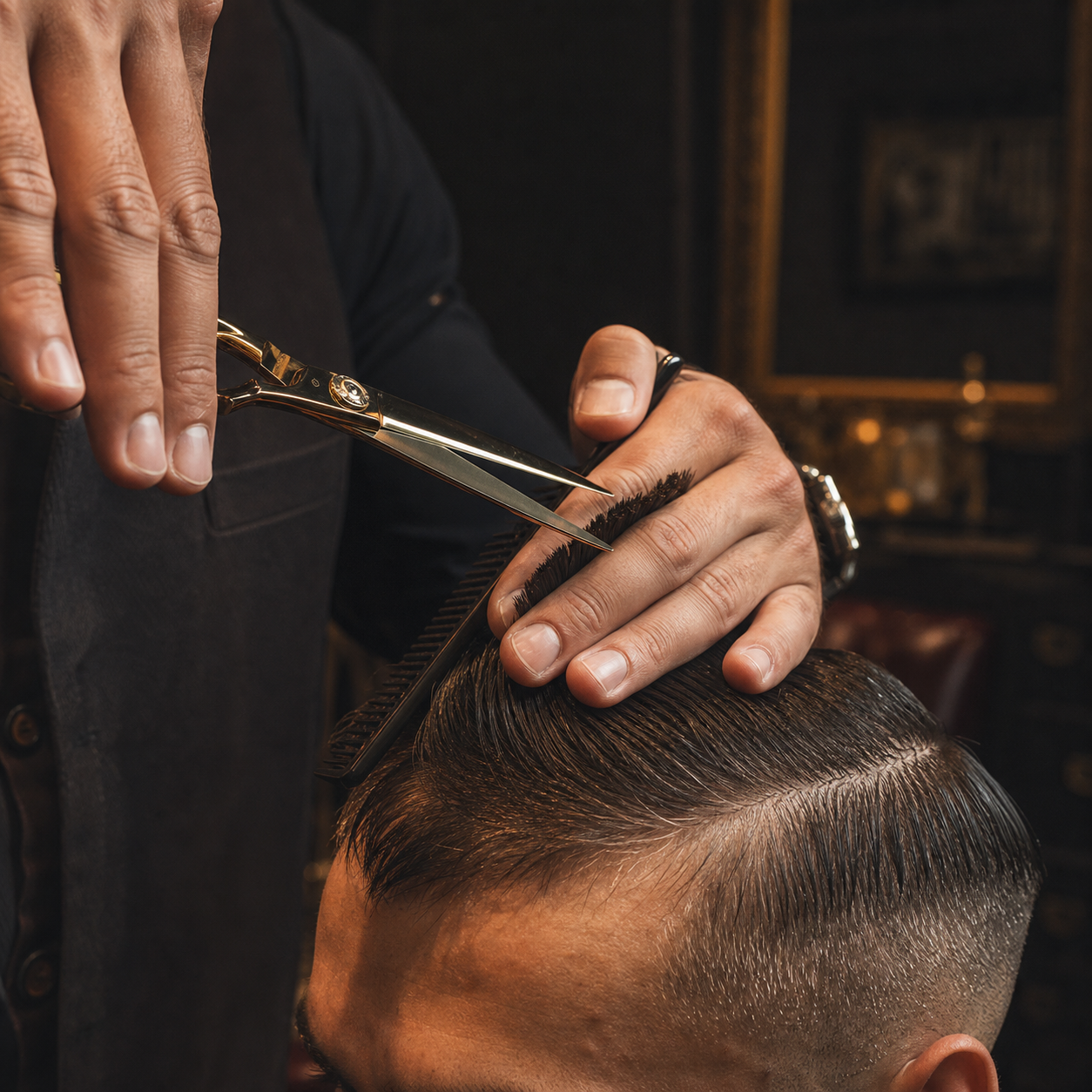 Corte masculino realizado com tesoura